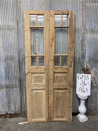 Antique French Double Doors (36.5x86.75) 5 Pane Glass, European Reclaimed G213