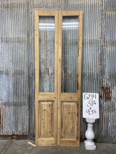 Antique French Double Doors (31x93) 1 Pane Glass, European Reclaimed G214