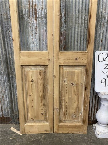 Antique French Double Doors (31x93) 1 Pane Glass, European Reclaimed G214