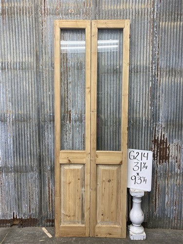 Antique French Double Doors (31x93) 1 Pane Glass, European Reclaimed G214