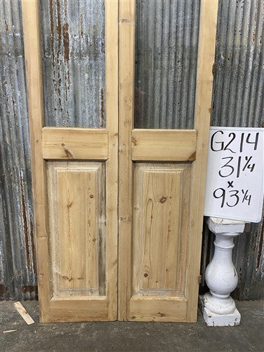Antique French Double Doors (31x93) 1 Pane Glass, European Reclaimed G214