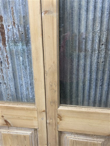 Antique French Double Doors (31x93) 1 Pane Glass, European Reclaimed G214