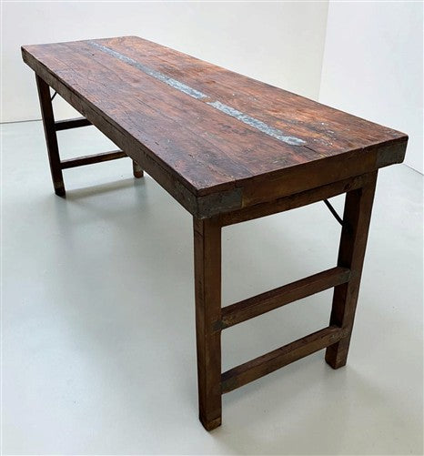 Reclaimed Wood Folding Table (69x22.5) Rustic Wood Dining Kitchen Island B138
