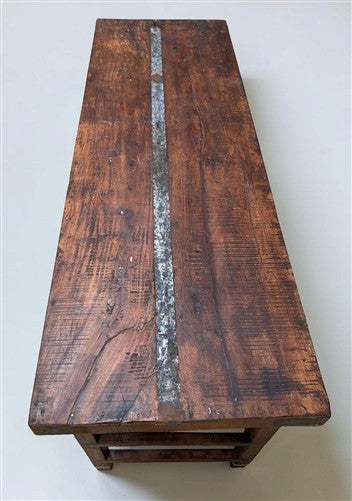 Reclaimed Wood Folding Table (69x22.5) Rustic Wood Dining Kitchen Island B138