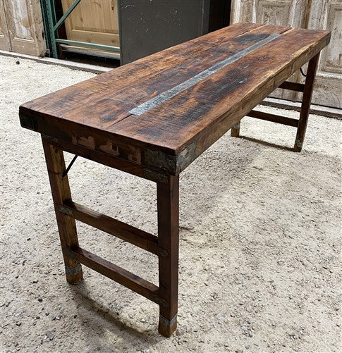 Reclaimed Wood Folding Table (68x22) Rustic Wood Dining Kitchen Island B139