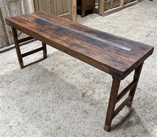 Reclaimed Wood Folding Table (68x22) Rustic Wood Dining Kitchen Island B139