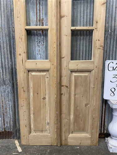 Antique French Double Doors (35.5x81.5) 3 Pane Glass, European Reclaimed G215