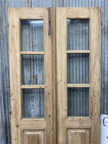 Antique French Double Doors (35.5x81.5) 3 Pane Glass, European Reclaimed G215