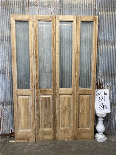 Antique French Double Doors (59x89.5) 1 Pane Glass, European Reclaimed G216