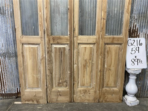 Antique French Double Doors (59x89.5) 1 Pane Glass, European Reclaimed G216