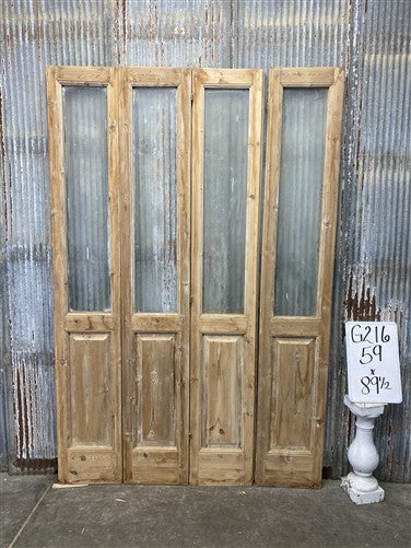 Antique French Double Doors (59x89.5) 1 Pane Glass, European Reclaimed G216