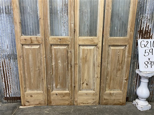 Antique French Double Doors (59x89.5) 1 Pane Glass, European Reclaimed G216