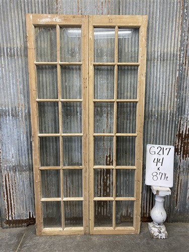 Antique French Double Doors (44x87.5) 12 Pane Glass, European Reclaimed G217