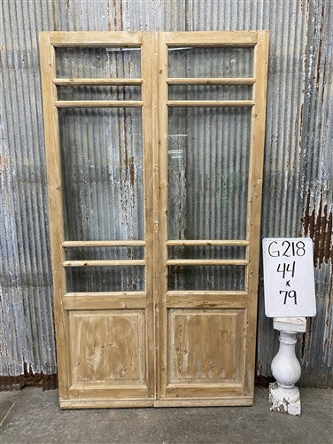 Antique French Double Doors (44x79) 5 Pane Glass, European Reclaimed G218