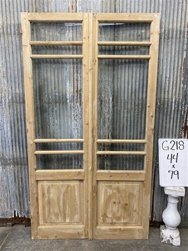 Antique French Double Doors (44x79) 5 Pane Glass, European Reclaimed G218