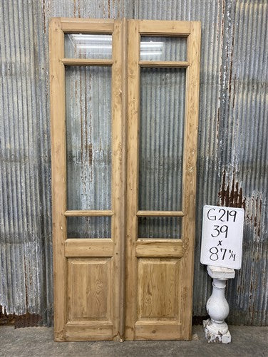 Antique French Double Doors (39x87) 3 Pane Glass, European Reclaimed G219