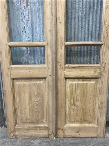 Antique French Double Doors (39x87) 3 Pane Glass, European Reclaimed G219