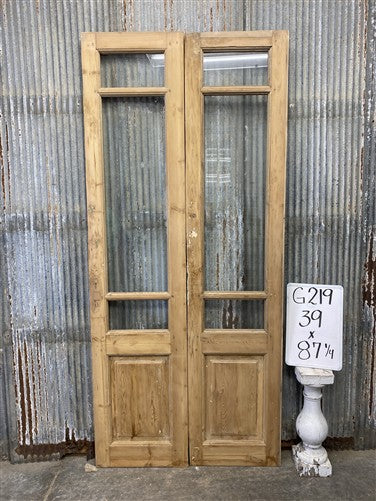 Antique French Double Doors (39x87) 3 Pane Glass, European Reclaimed G219