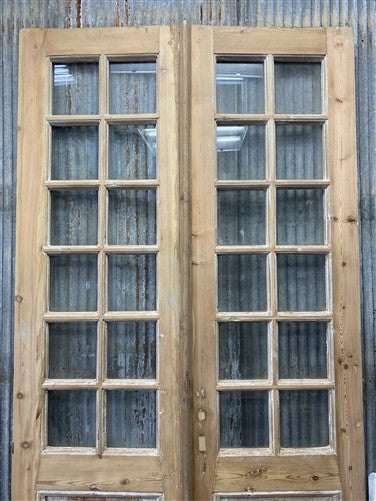 Antique French Double Doors (44x97) 12 Pane Glass, European Reclaimed G220