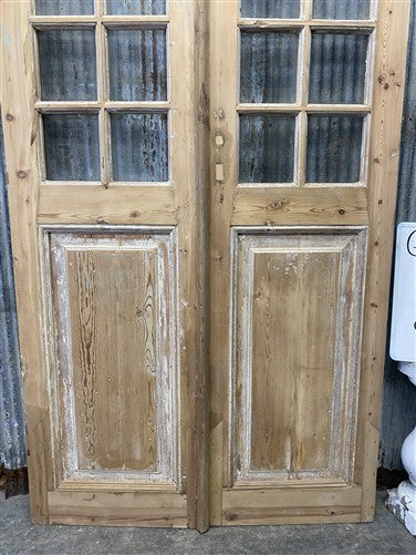 Antique French Double Doors (44x97) 12 Pane Glass, European Reclaimed G220