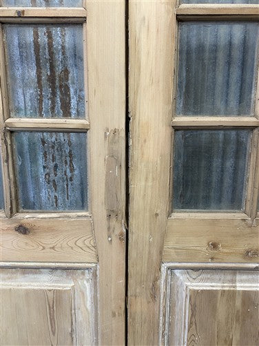 Antique French Double Doors (44x97) 12 Pane Glass, European Reclaimed G220