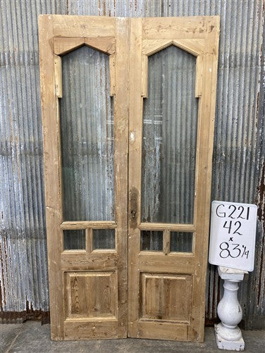 Antique French Double Doors (42x83) 3Pane Glass, European Reclaimed G221