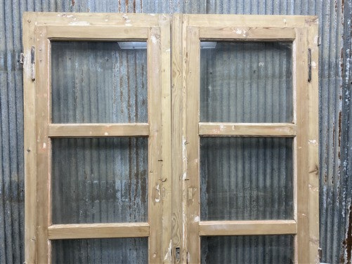 Antique French Double Doors (48.5x82) 3 Pane Glass, European Reclaimed G242
