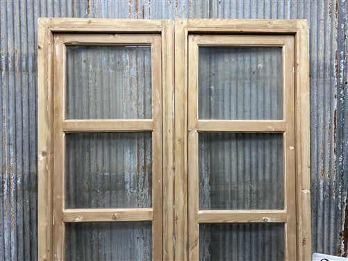Antique French Double Doors (48.5x82) 3 Pane Glass, European Reclaimed G242