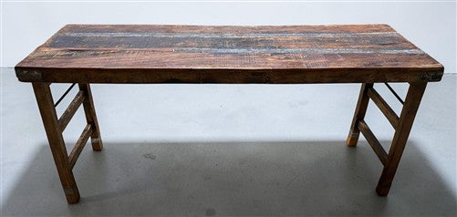 Reclaimed Wood Folding Table (68x22) Rustic Wood Dining Kitchen Island B140