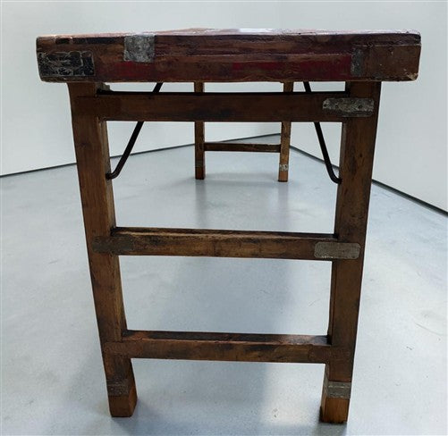 Reclaimed Wood Folding Table (68x22) Rustic Wood Dining Kitchen Island B140