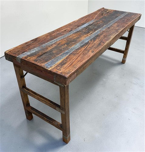 Reclaimed Wood Folding Table (68x22) Rustic Wood Dining Kitchen Island B140