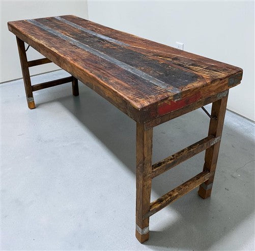 Reclaimed Wood Folding Table (68x22) Rustic Wood Dining Kitchen Island B140