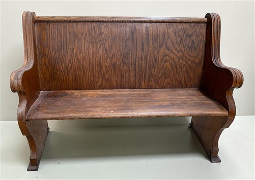 Wooden Church Pew, (4'3") Vintage Porch Bench, Entry Foyer, Dining Seating A18