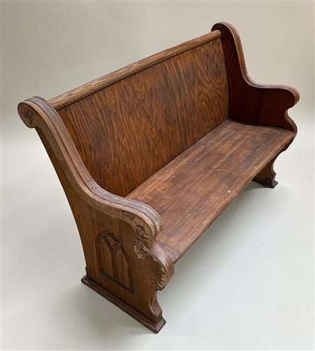 Wooden Church Pew, (4'3") Vintage Porch Bench, Entry Foyer, Dining Seating A18