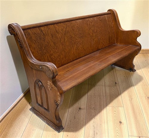 Wooden Church Pew, (5'4") Vintage Porch Bench, Entry Foyer, Dining Seating A21