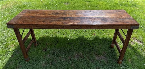 Reclaimed Wood Folding Table (68.5x22.5) Rustic Wood Dining Kitchen Island B141