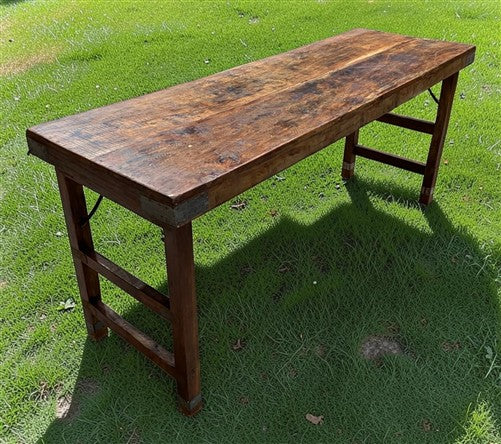 Reclaimed Wood Folding Table (68.5x22.5) Rustic Wood Dining Kitchen Island B141