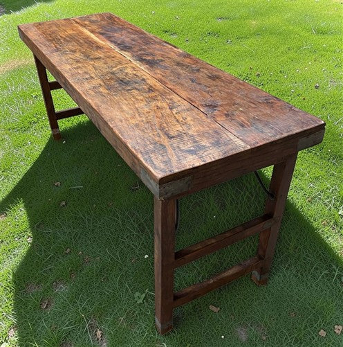 Reclaimed Wood Folding Table (68.5x22.5) Rustic Wood Dining Kitchen Island B141