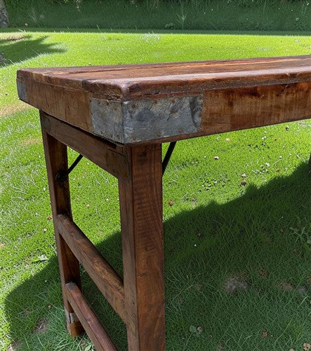 Reclaimed Wood Folding Table (68.5x22.5) Rustic Wood Dining Kitchen Island B141