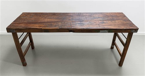 Reclaimed Wood Folding Table (68x21.5) Rustic Wood Dining Kitchen Island B142