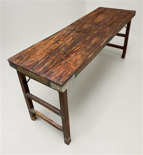 Reclaimed Wood Folding Table (68x21.5) Rustic Wood Dining Kitchen Island B142