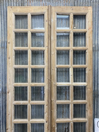Antique French Double Doors (39.5x92) 14 Pane Glass, European Reclaimed G222