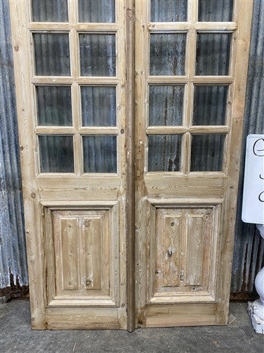 Antique French Double Doors (39.5x92) 14 Pane Glass, European Reclaimed G222