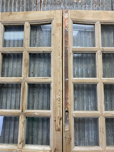 Antique French Double Doors (39.5x92) 14 Pane Glass, European Reclaimed G222