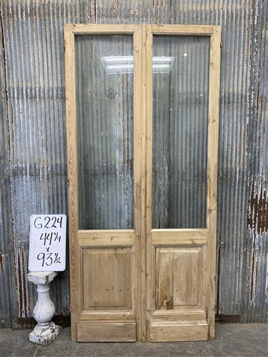 Antique French Double Doors (44.5x93.5) 1 Pane Glass, European Reclaimed G224