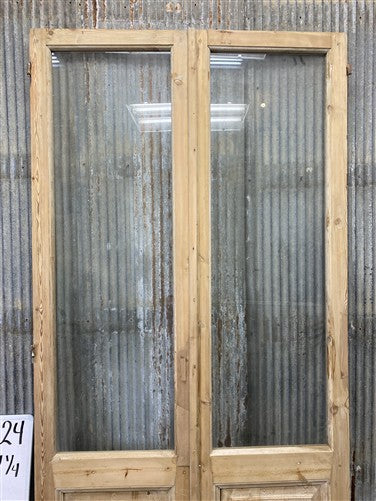 Antique French Double Doors (44.5x93.5) 1 Pane Glass, European Reclaimed G224