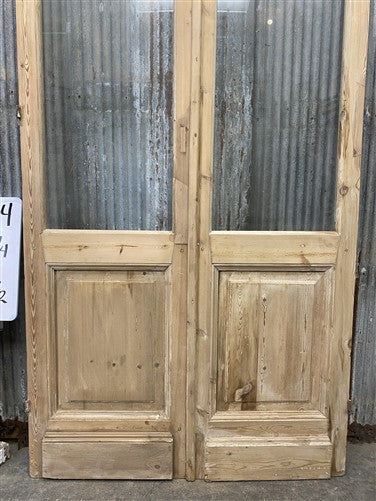 Antique French Double Doors (44.5x93.5) 1 Pane Glass, European Reclaimed G224