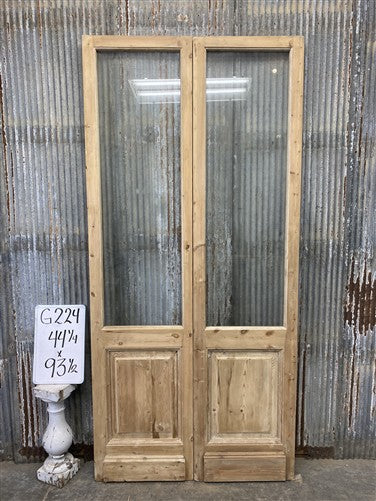 Antique French Double Doors (44.5x93.5) 1 Pane Glass, European Reclaimed G224
