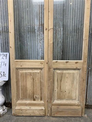 Antique French Double Doors (44.5x93.5) 1 Pane Glass, European Reclaimed G224