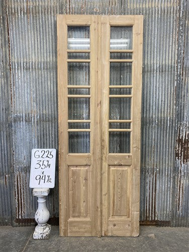 Antique French Double Doors (35x94.5) 7 Pane Glass, European Reclaimed G225